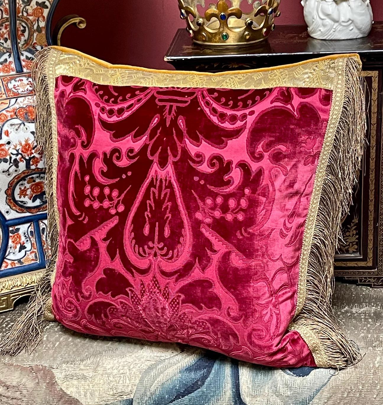 Italian Antique Venetian Silk Velvet Pillow For Sale