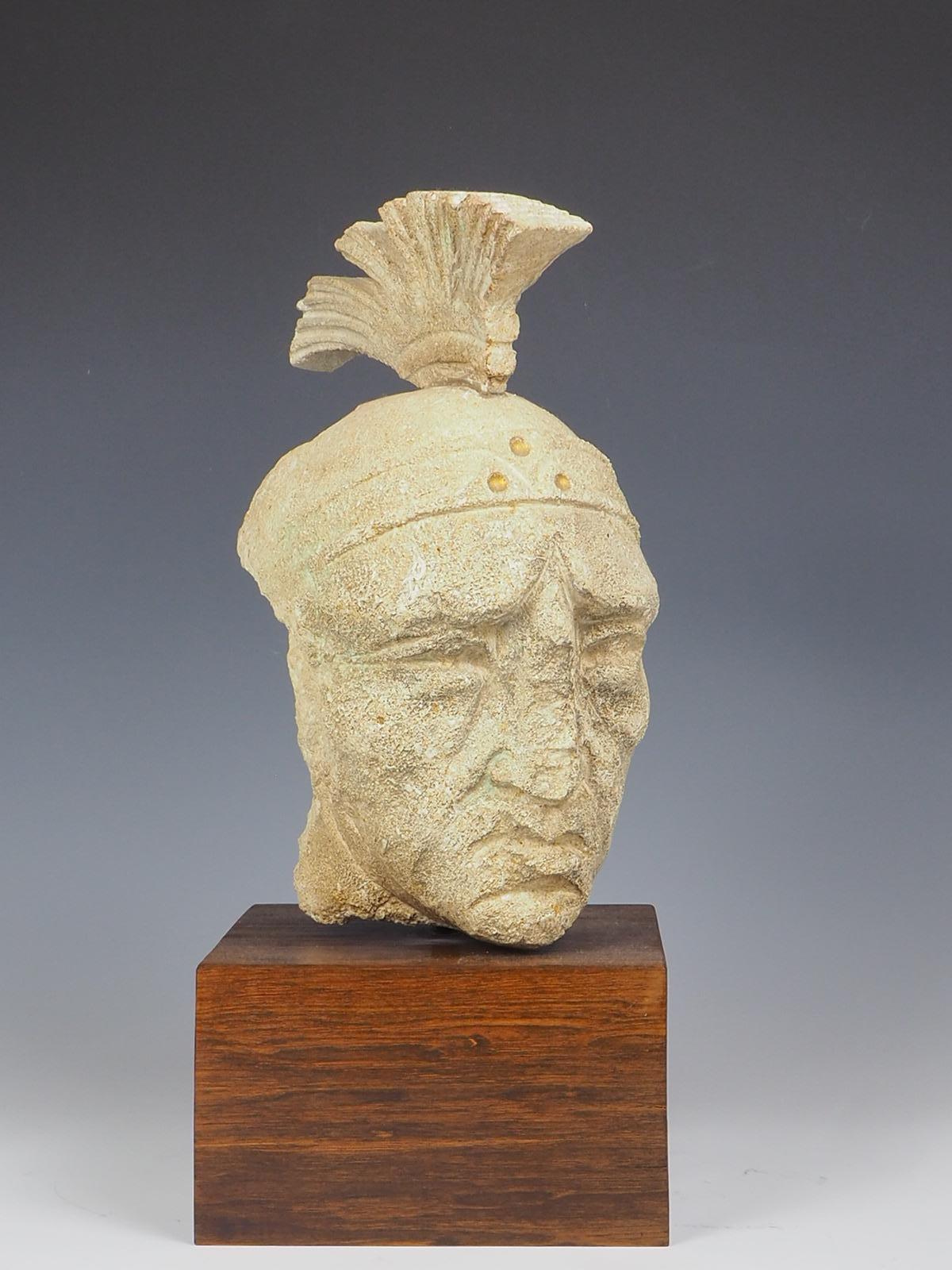 Antique Venetian Stone Head of a Roman Gladiator In Good Condition For Sale In Lincoln, GB