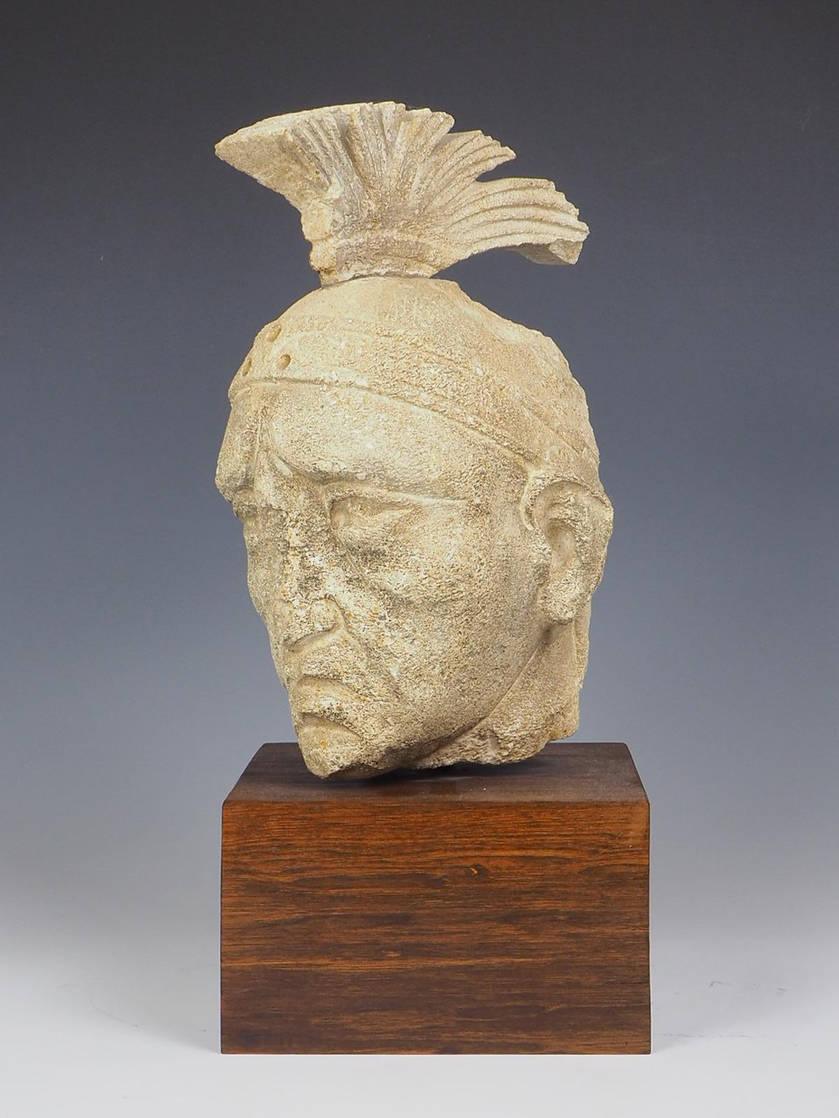 18th Century and Earlier Antique Venetian Stone Head of a Roman Gladiator For Sale