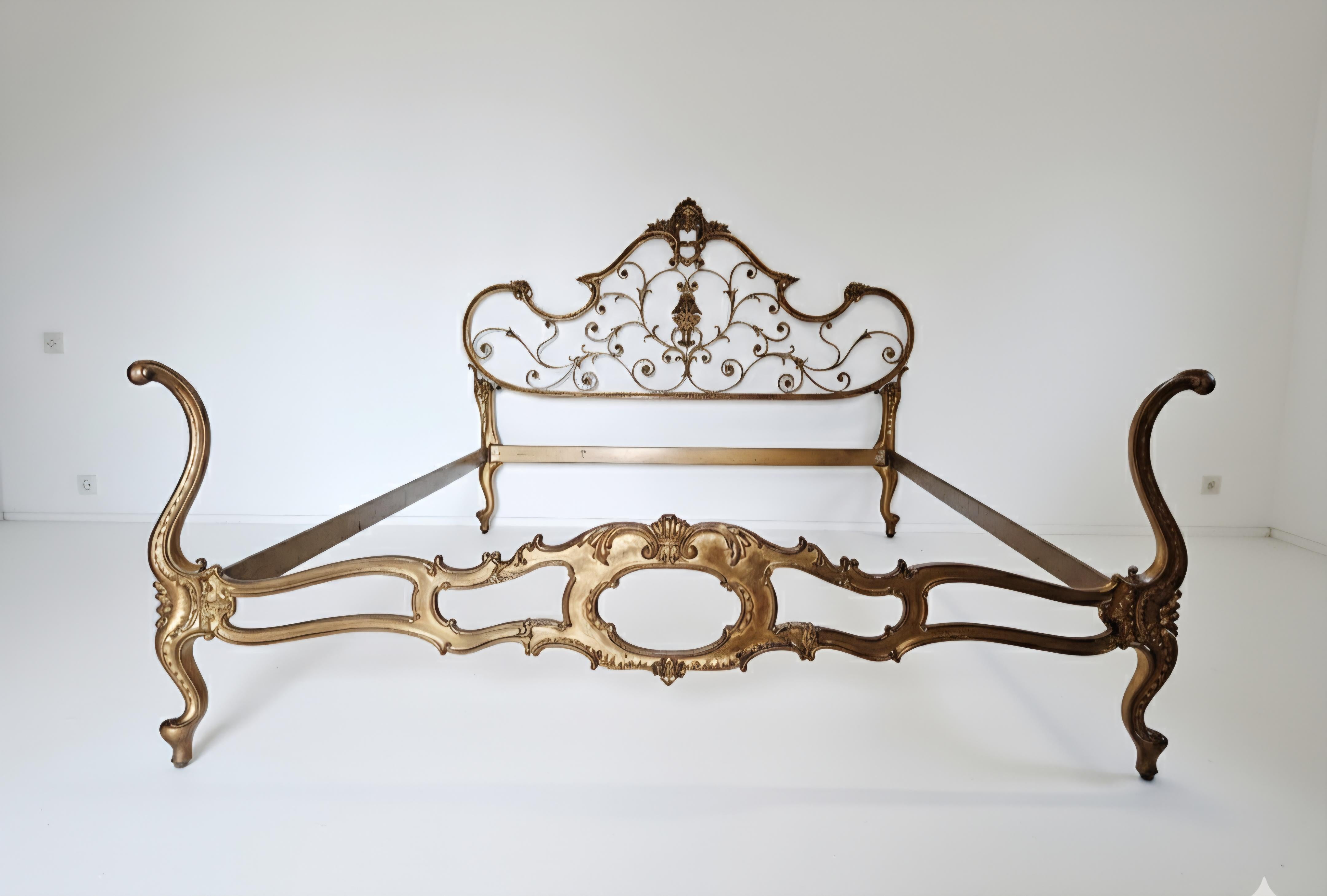 Lit King Size EU en laiton de style vénitien antique en vente 7