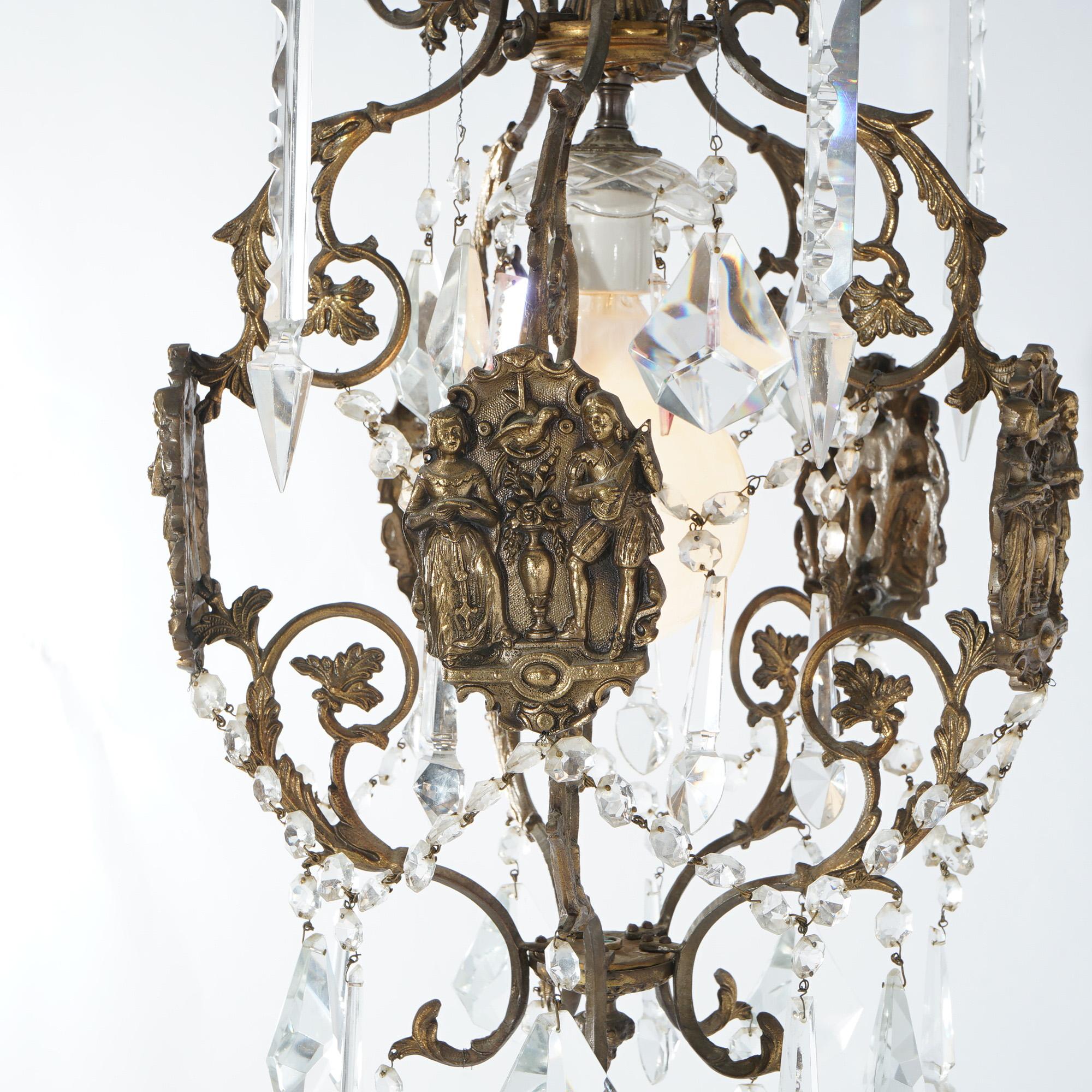 ***Reduced Delivery Rates - See Below or Click “Ask The Seller” to Request a Quote***

Antique Venetian Style Figural Cupid Five Light Crystal Chandelier C1900

Measures - 37 1/2