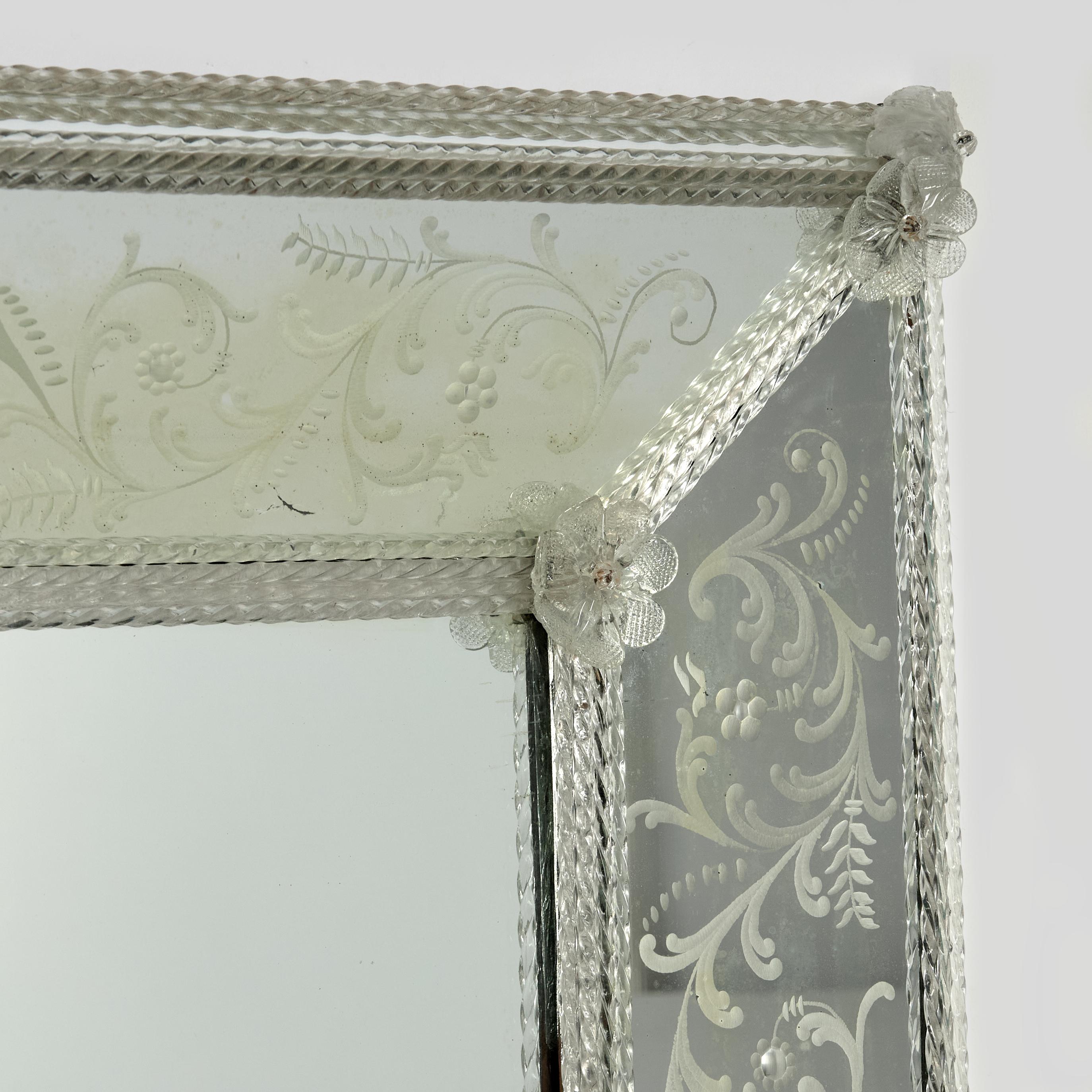 Rococo Antique Venetian Wall Mirror (miroir vénitien) en vente