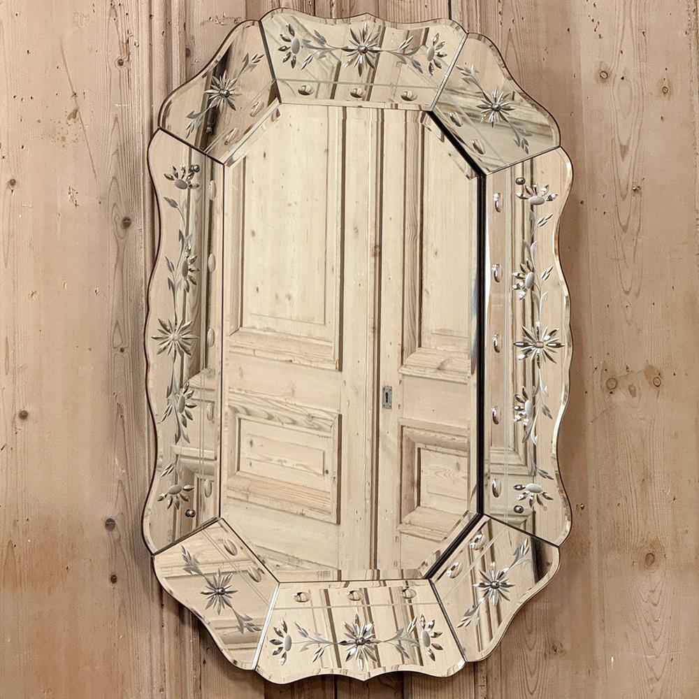 Baroque Antique Venetian Wall Mirror with Mirrored Frame