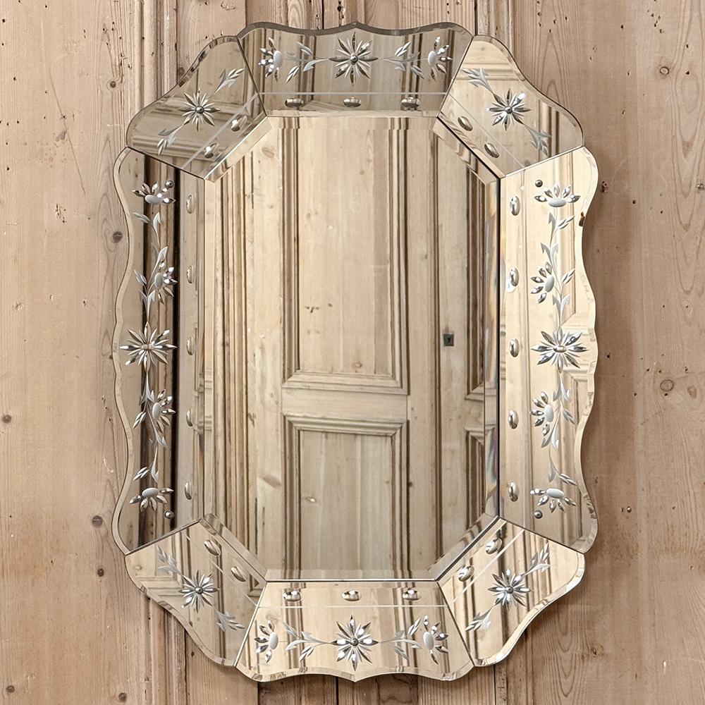Italian Antique Venetian Wall Mirror with Mirrored Frame