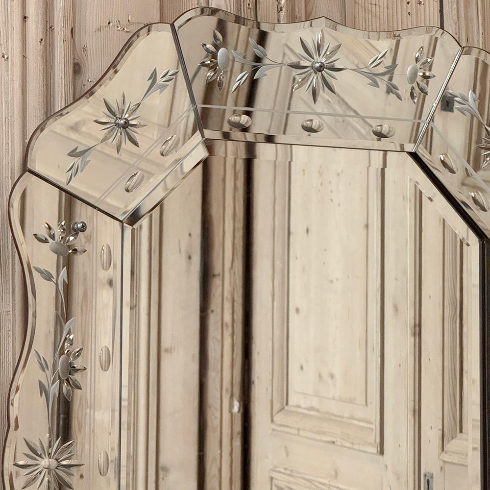 Hand-Crafted Antique Venetian Wall Mirror with Mirrored Frame