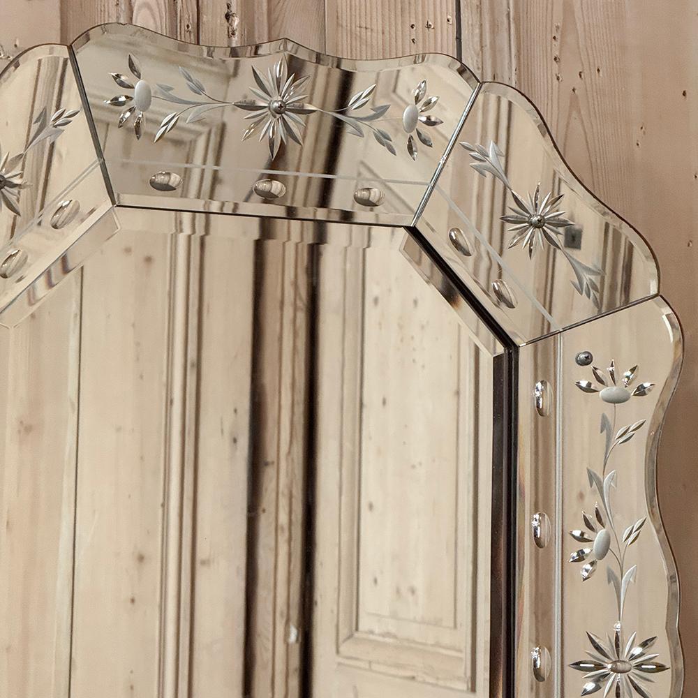 Antique Venetian Wall Mirror with Mirrored Frame In Good Condition In Dallas, TX