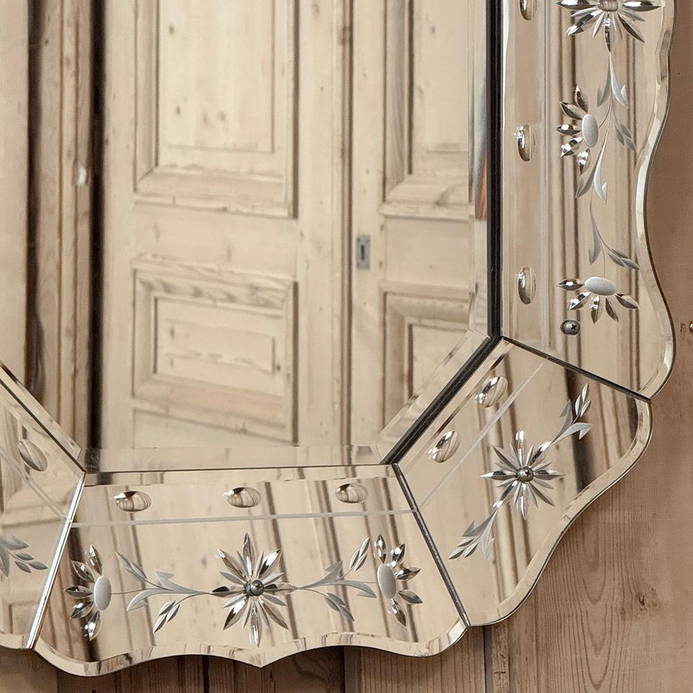 20th Century Antique Venetian Wall Mirror with Mirrored Frame