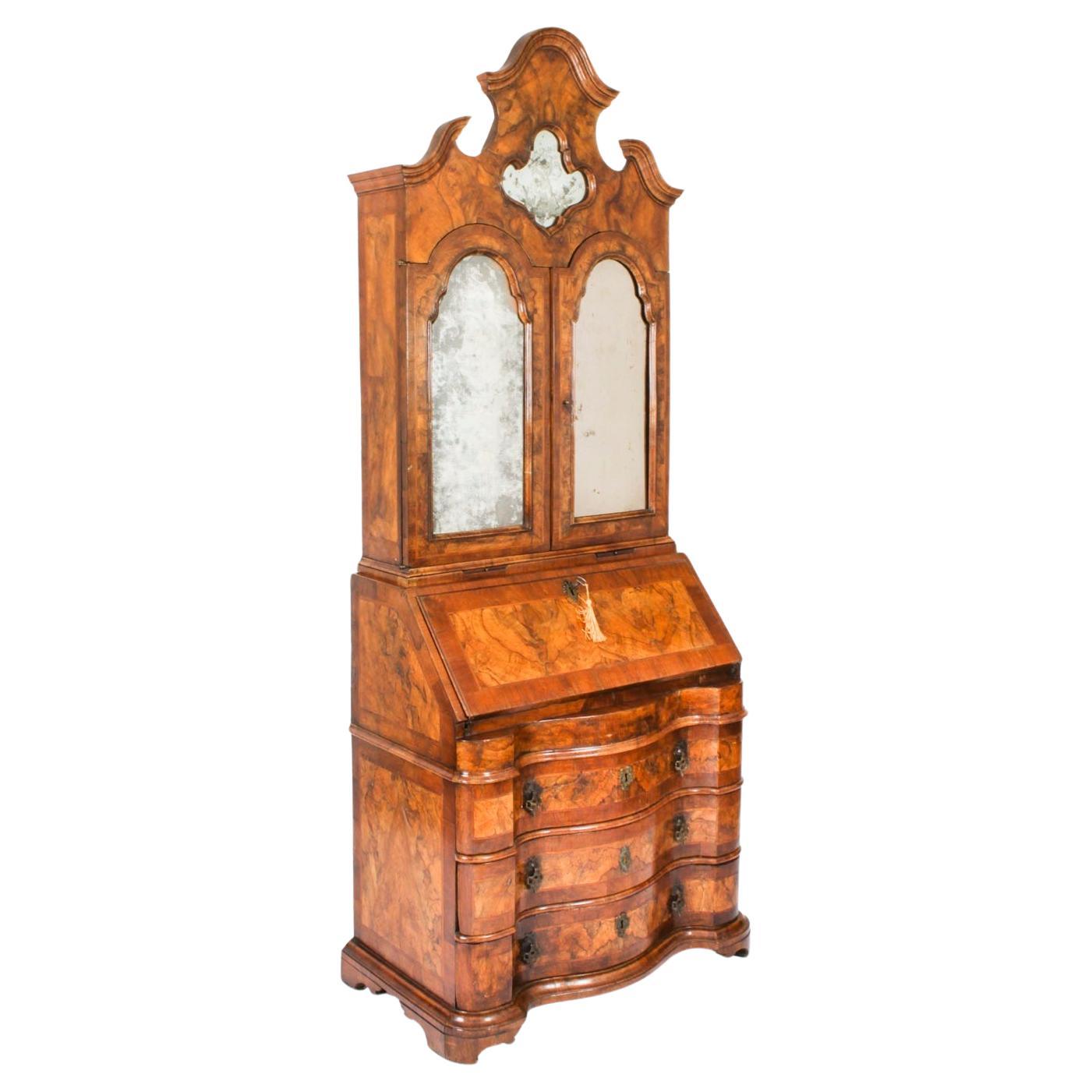Antique Venetian Walnut Bureau Bookcase 18th Century