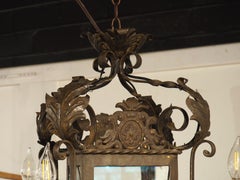 Antique Venetian Wrought Iron and Tole 4-Light Lantern, Circa 1920s