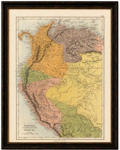 Antique Venezuela, Colombia, Ecuador & Peru Map, Bartholomew, 1884