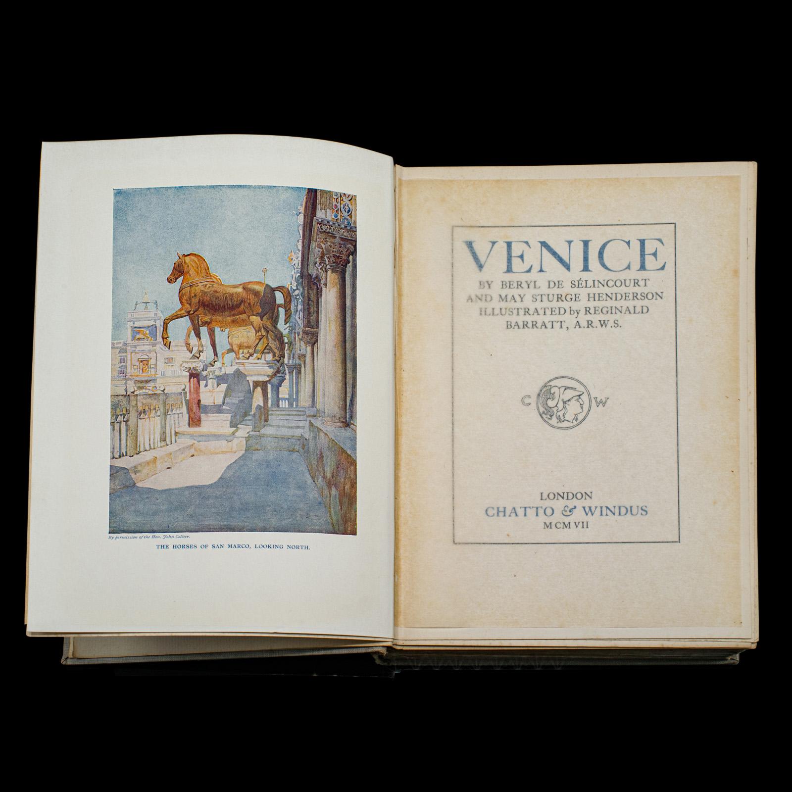 Édouardien Livre d'art ancien de Venise, illustré, Voyage, édouardien, Reginald Barratt, 1907 en vente
