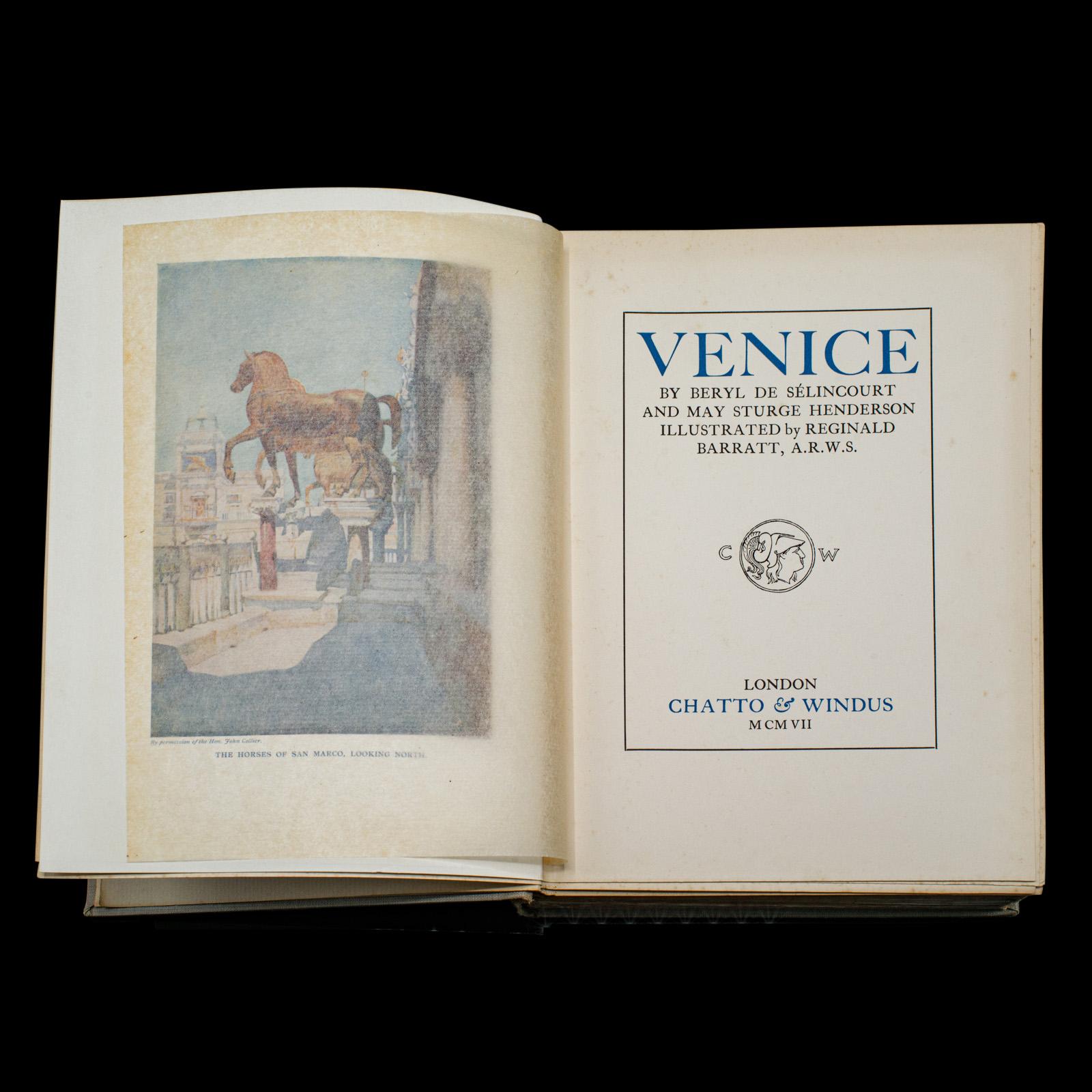 Britannique Livre d'art ancien de Venise, illustré, Voyage, édouardien, Reginald Barratt, 1907 en vente