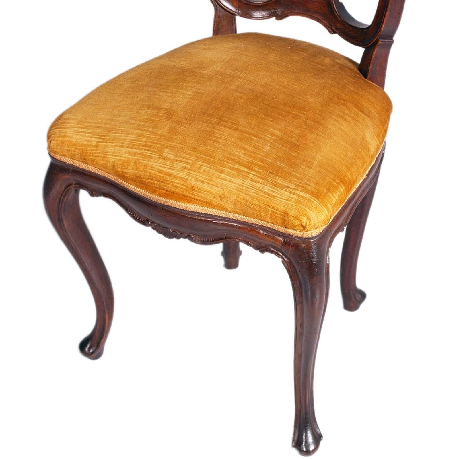 19th Century Antique Venice Walnut Four Louis XVI Chairs , still usable, by Vincenzo Cadorin For Sale