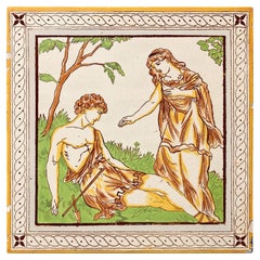 Antique Venus & Adonis Tile by Minton Hollins