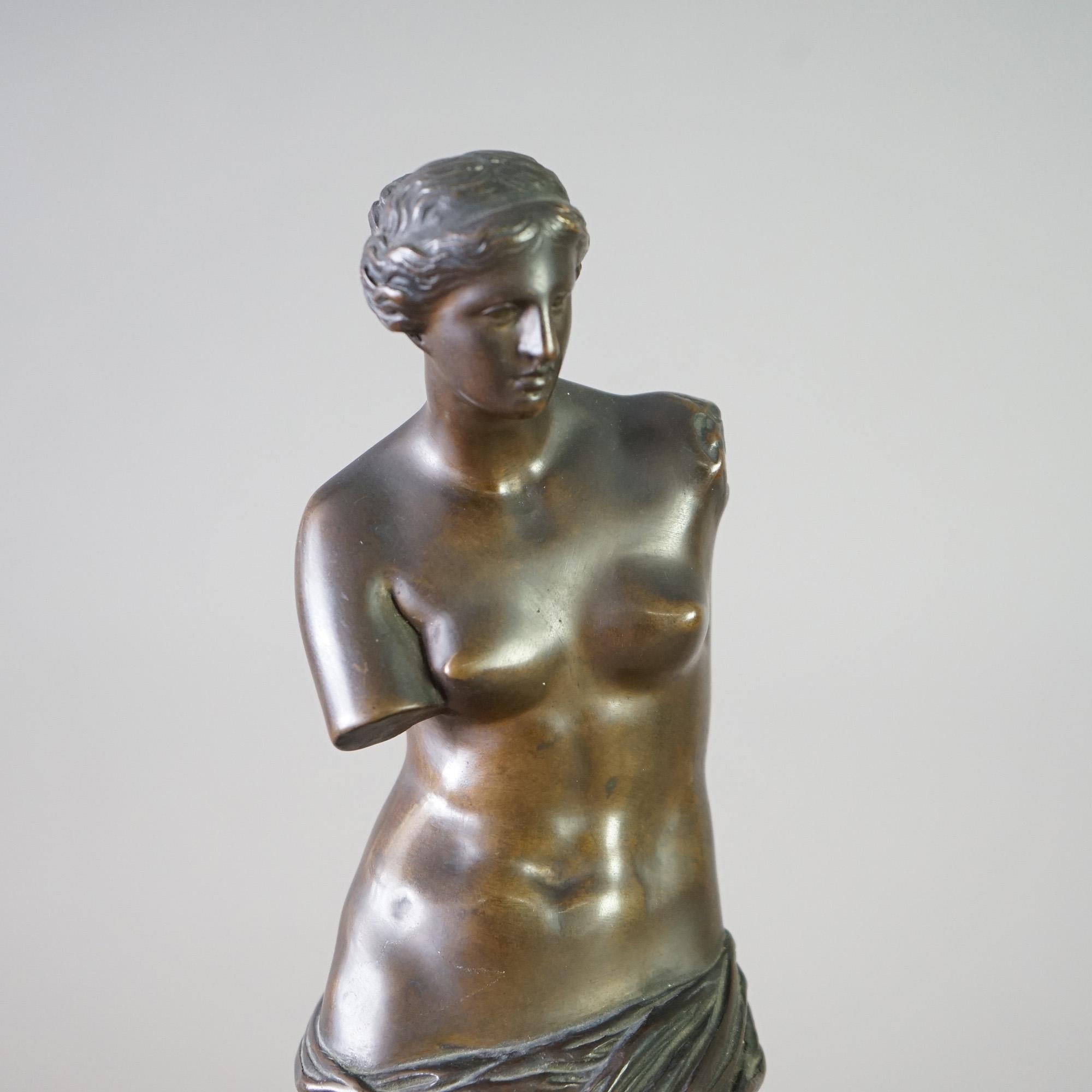 Antique Venus De Milo Bronze Sculpture on Black Marble Plinth 19th C 9