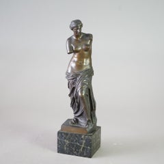 Antique Venus De Milo Bronze Sculpture on Black Marble Plinth 19th C