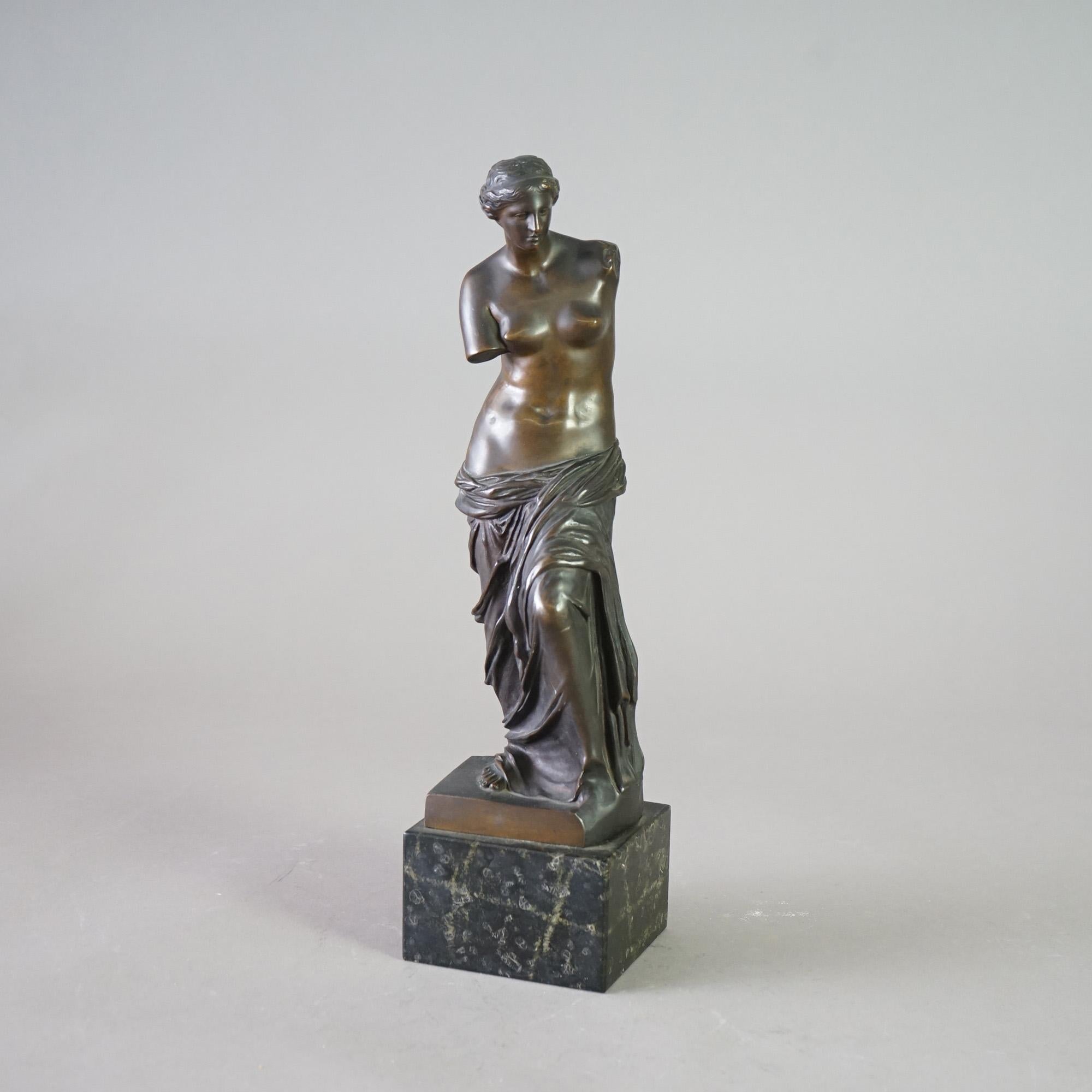 Antique Venus De Milo Bronze Sculpture on Black Marble Plinth 19th C In Good Condition In Big Flats, NY