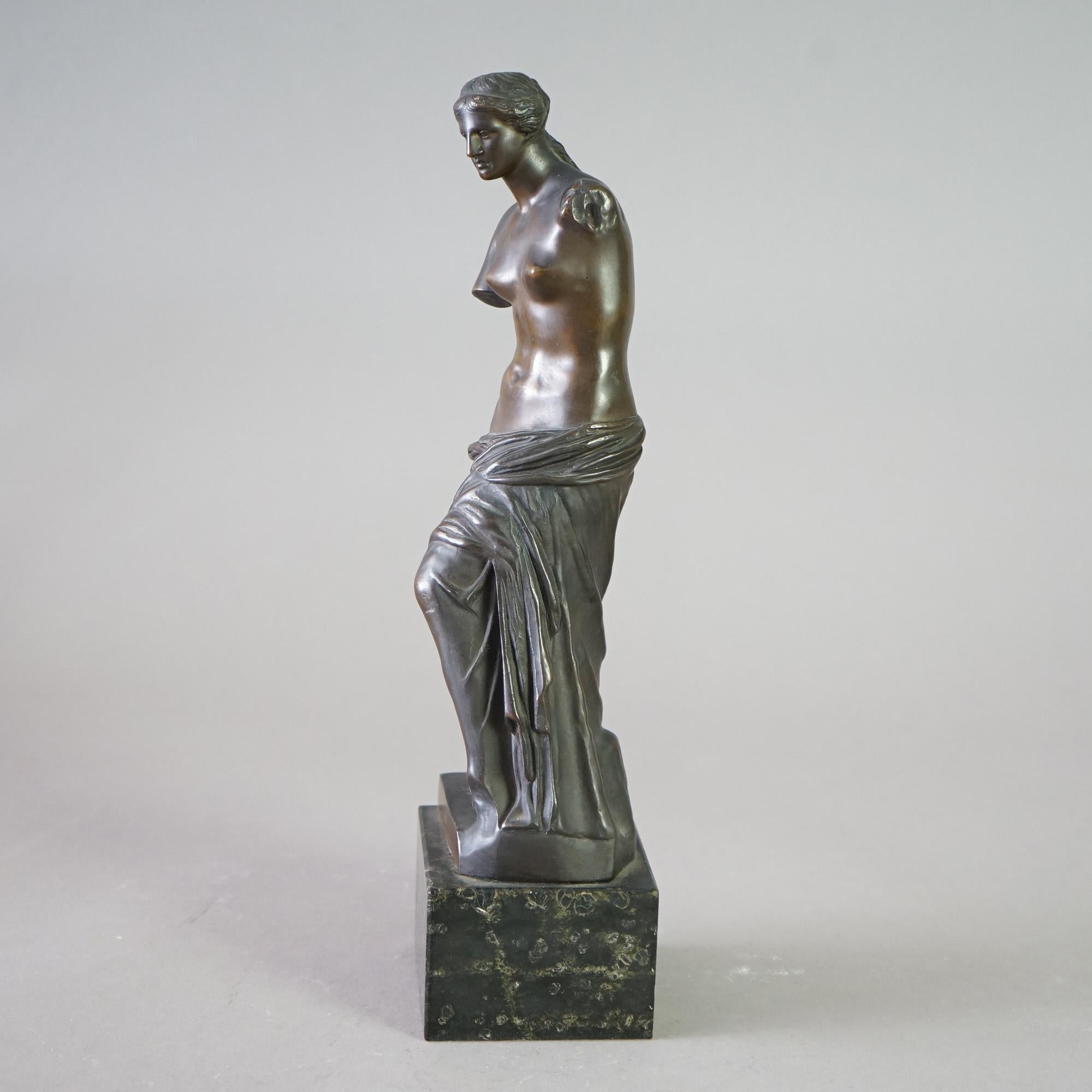 Antique Venus De Milo Bronze Sculpture on Black Marble Plinth 19th C 2