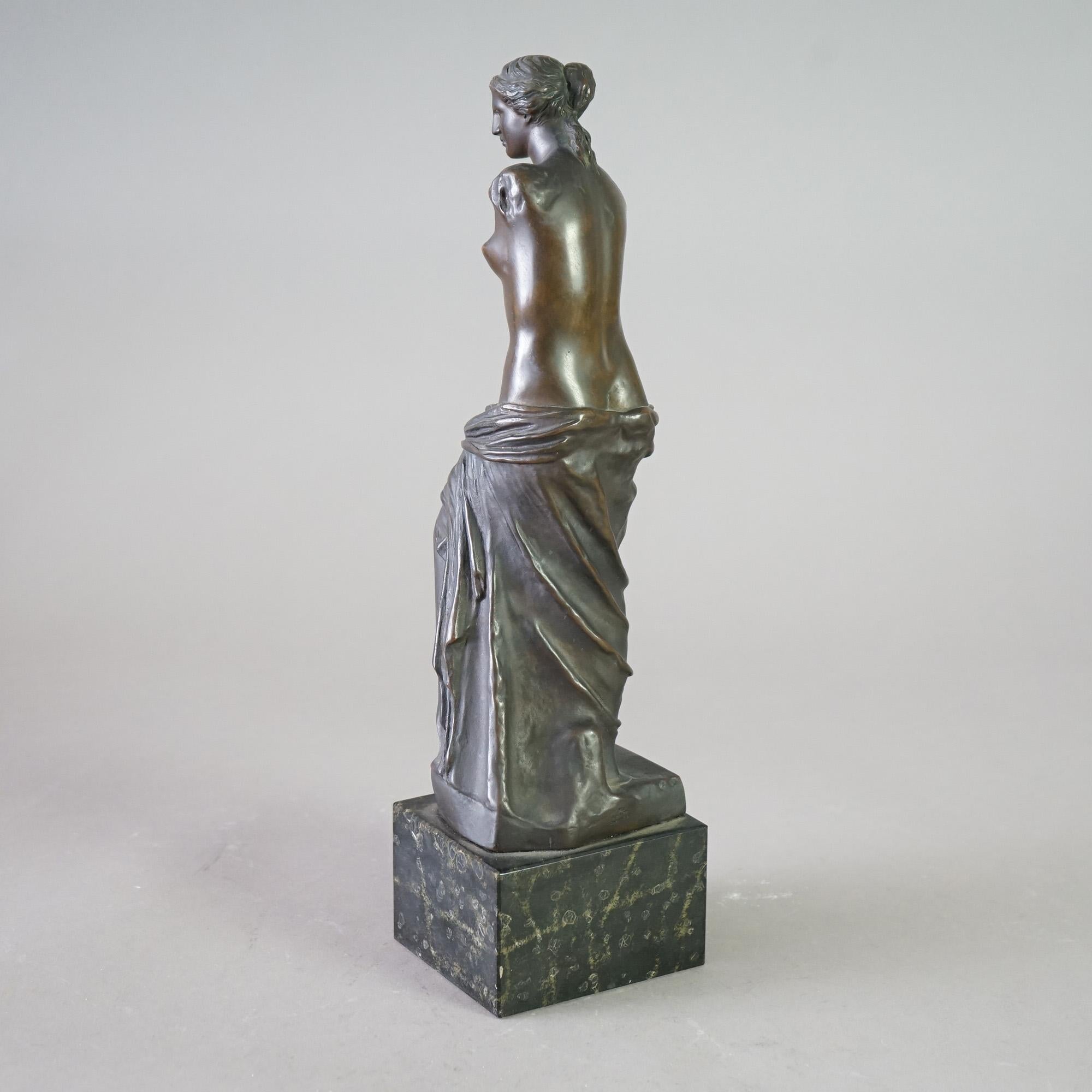 Antique Venus De Milo Bronze Sculpture on Black Marble Plinth 19th C 3