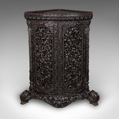 Antique Veranda Gin Cabinet, Ceylon, Teak, Corner Cupboard, Victorian, C.1880