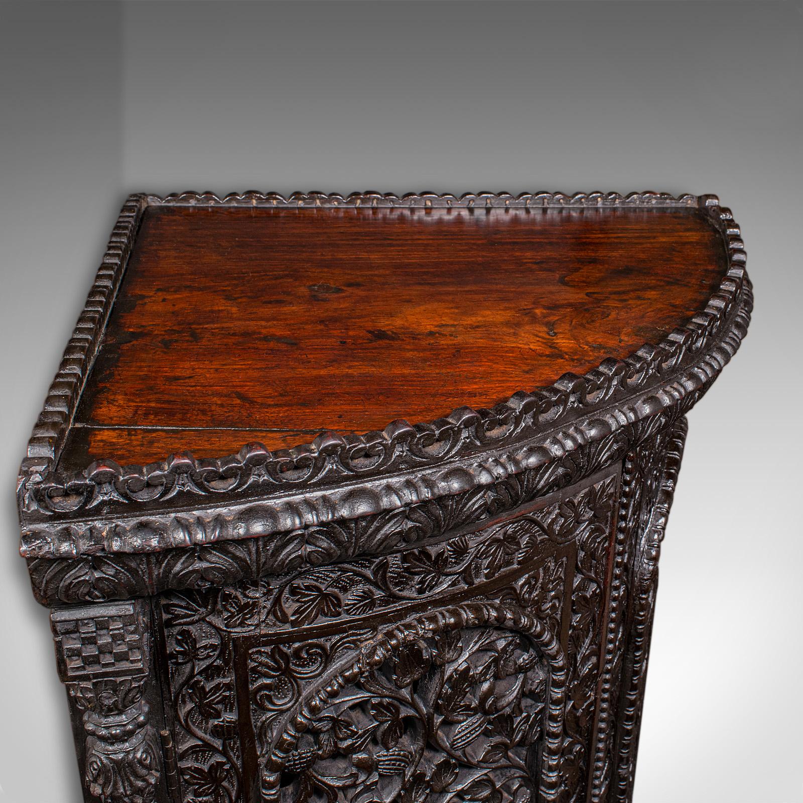 Antique Veranda Gin Cabinet, Ceylon, Teak, Corner Cupboard, Victorian, C.1880 In Good Condition For Sale In Hele, Devon, GB