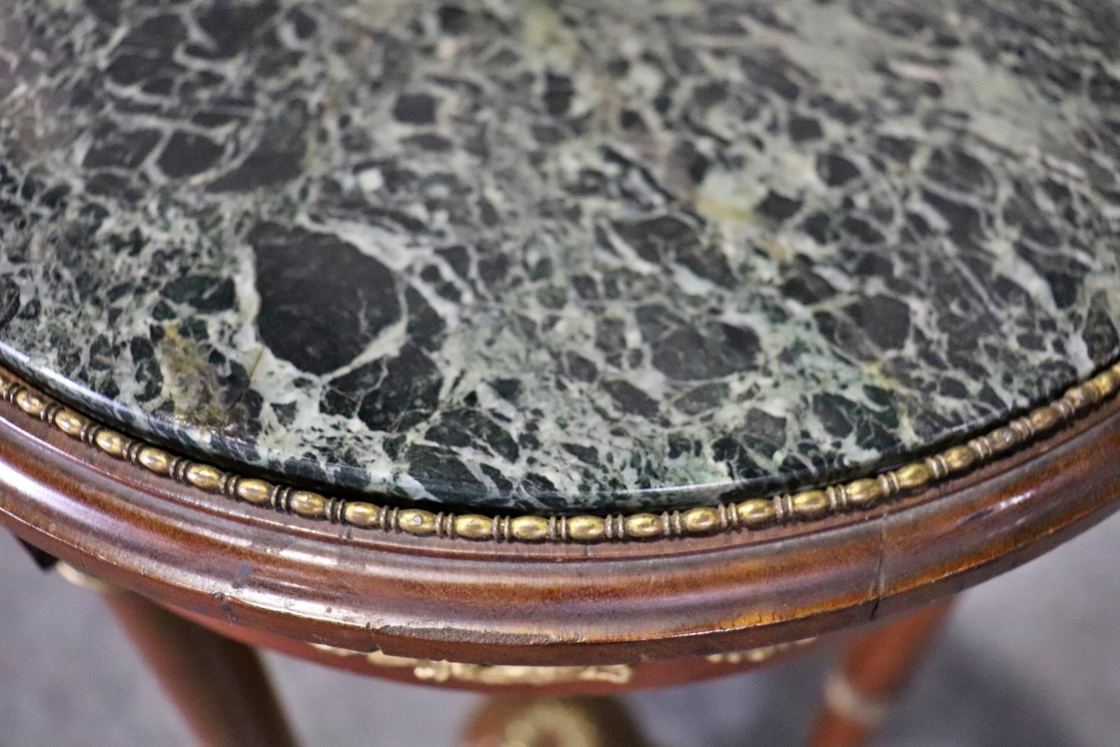 Antique Verdi Green Marble Top French Empire Pedestal End Table Circa 1870 For Sale 10