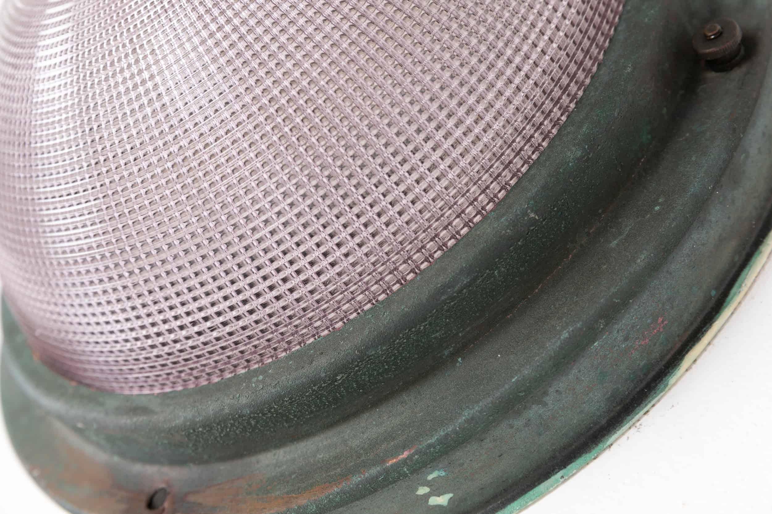 Antique Verdigris Copper Holophane Flush Mounted Bulkhead Metro Light (Kupfer) im Angebot