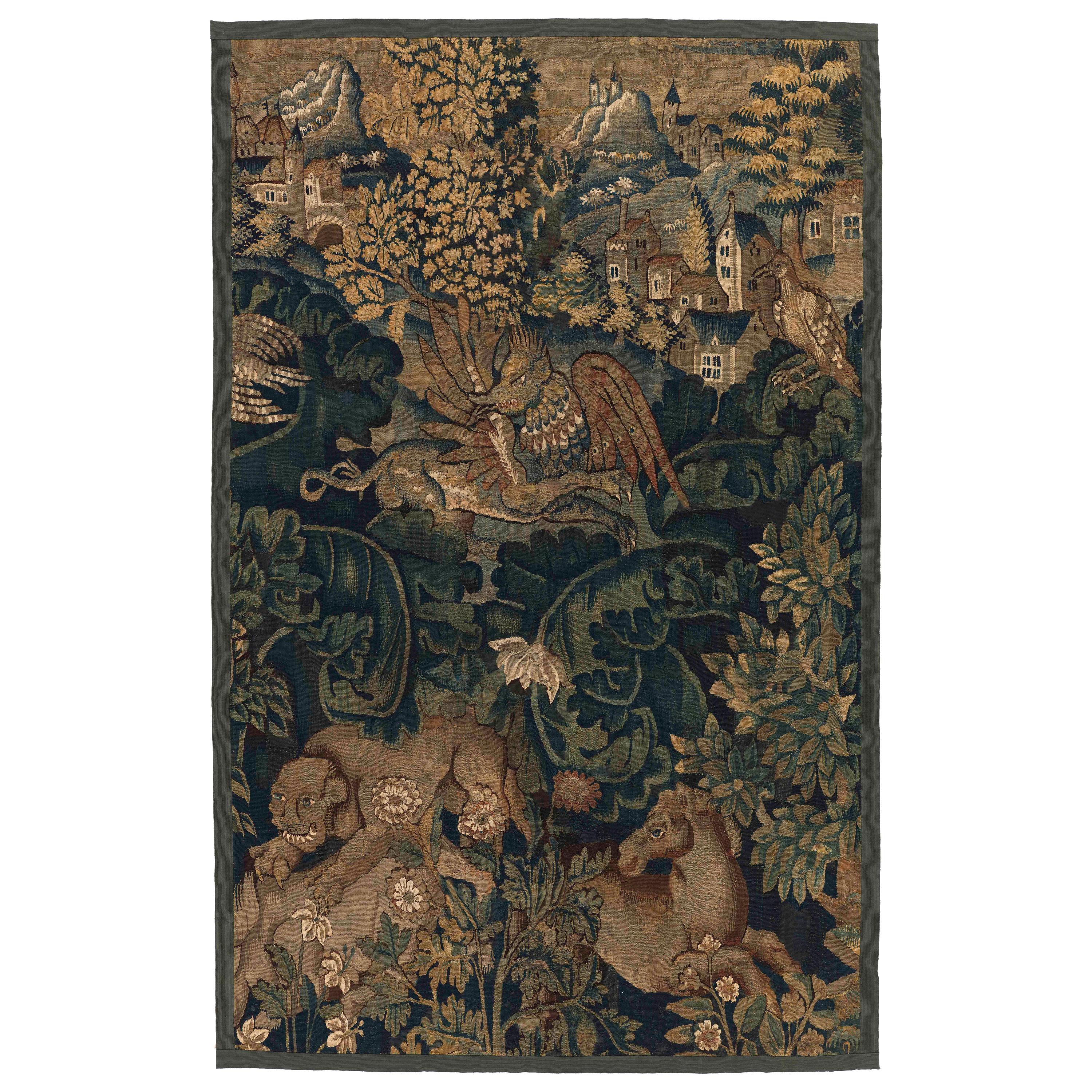 Antique Verdure Aubusson Tapestry Panel