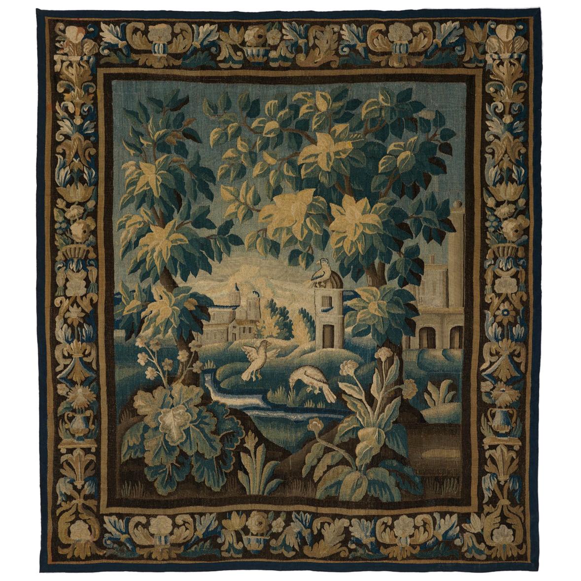 Antique Verdure Aubusson Tapestry with Birds