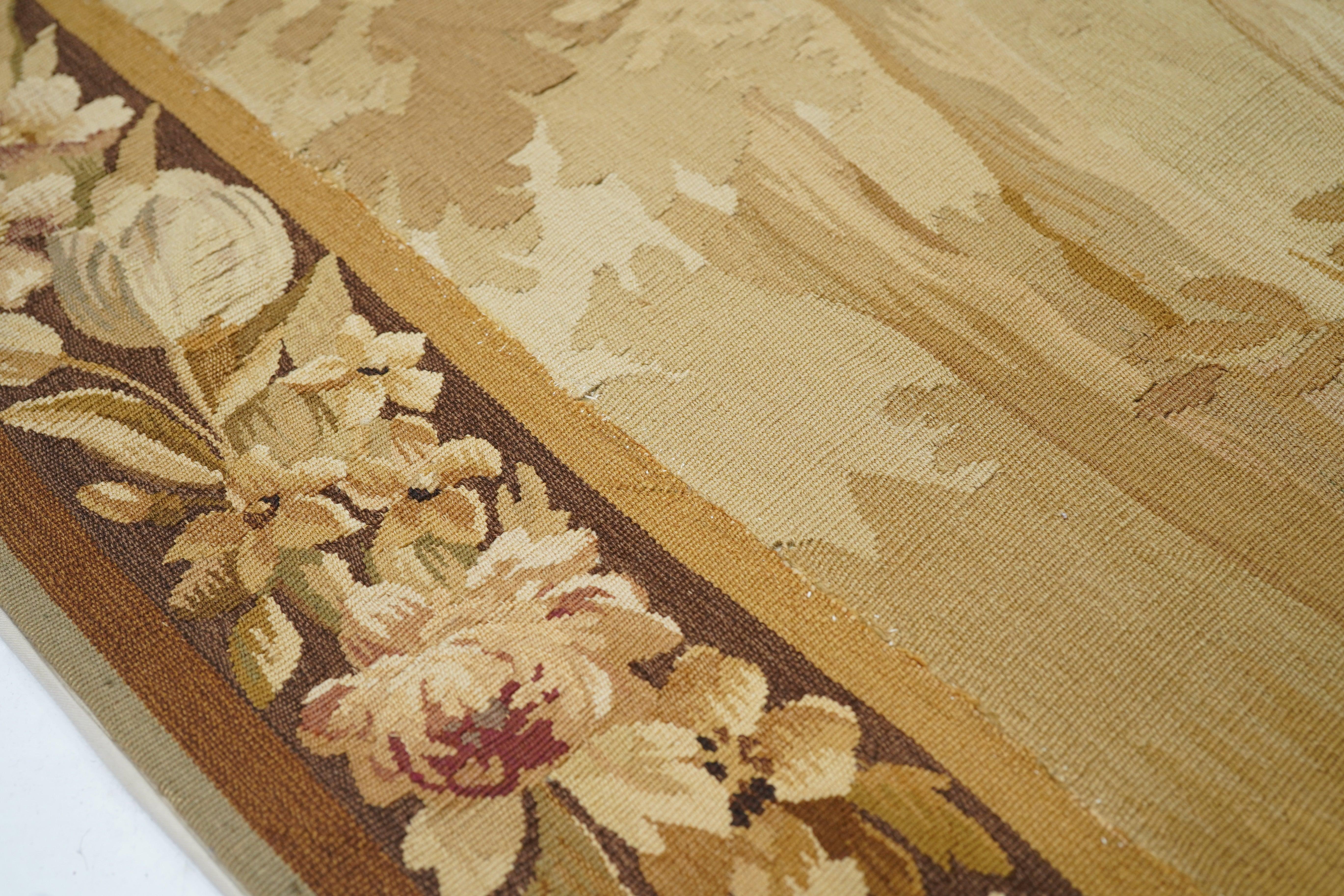 Early 19th Century Antique Verdure French Tapestry Rug For Sale