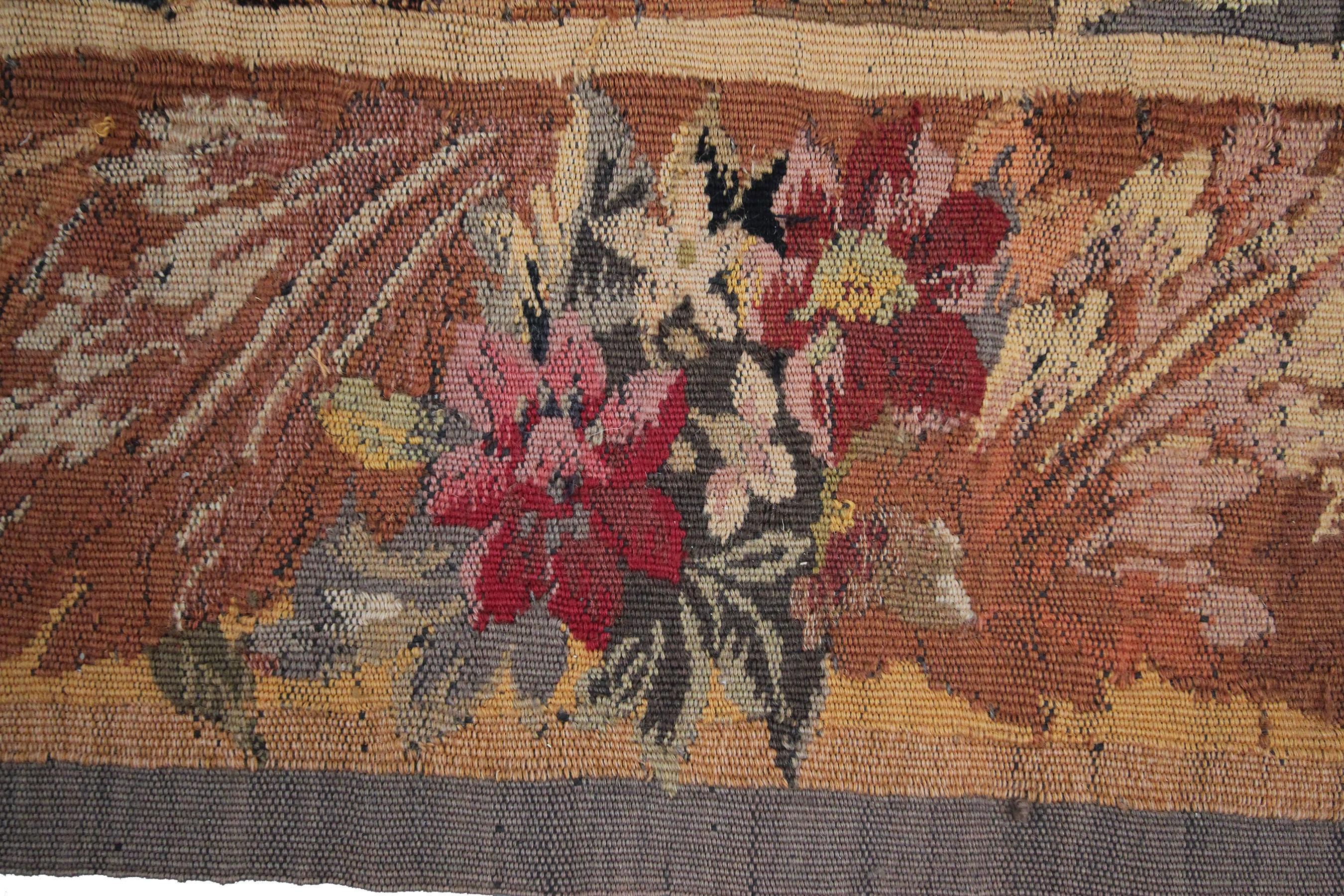 Antique Verdure Tapestry Large Handmade French Tapestry Square 2