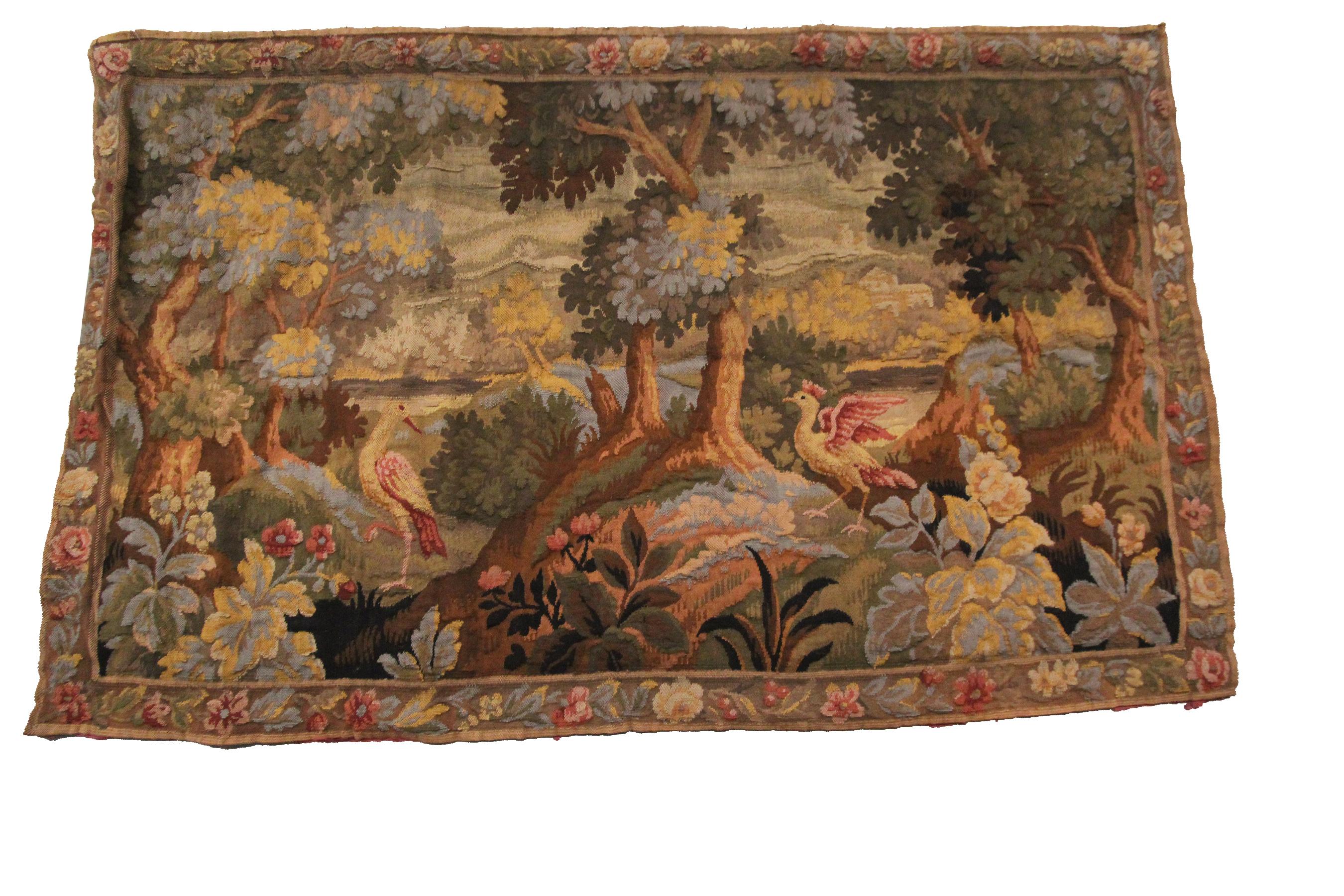Baroque Antiquities Verdure Tapisserie Large Handmade Tapestry Birds 3'4