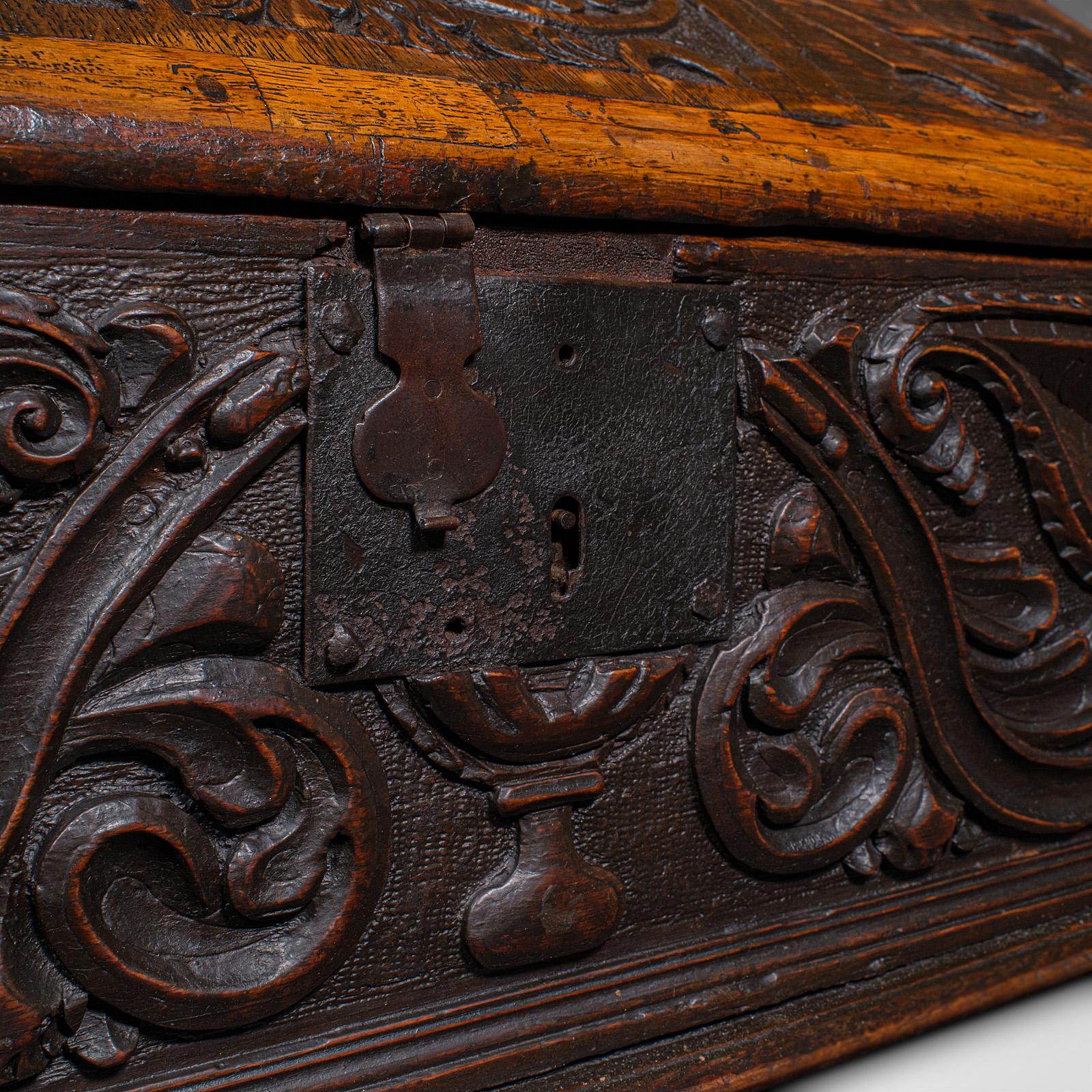Antique Verger's Bible Box, English, Oak, Carved, Ecclesiastical, William III For Sale 4