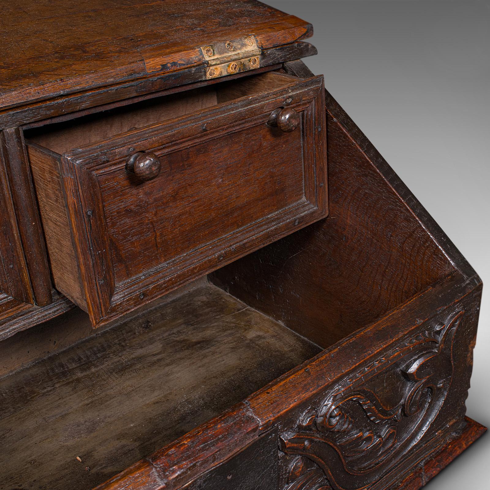 Antique Verger's Bible Box, English, Oak, Carved, Ecclesiastical, William III For Sale 5