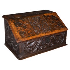 Antique Verger's Bible Box, English, Oak, Carved, Ecclesiastical, William III