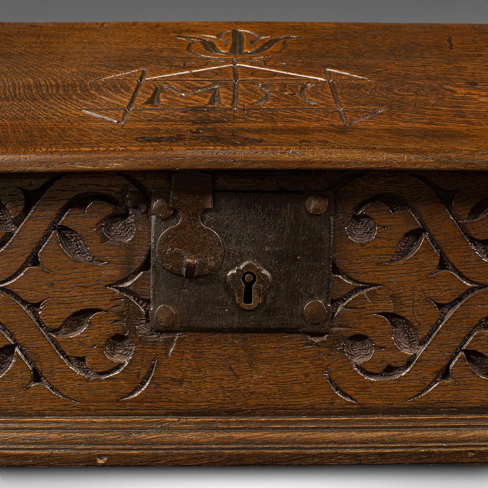 Antique Verger's Desk Box, English, Oak, Ecclesiastic, Bible Case, William III For Sale 3