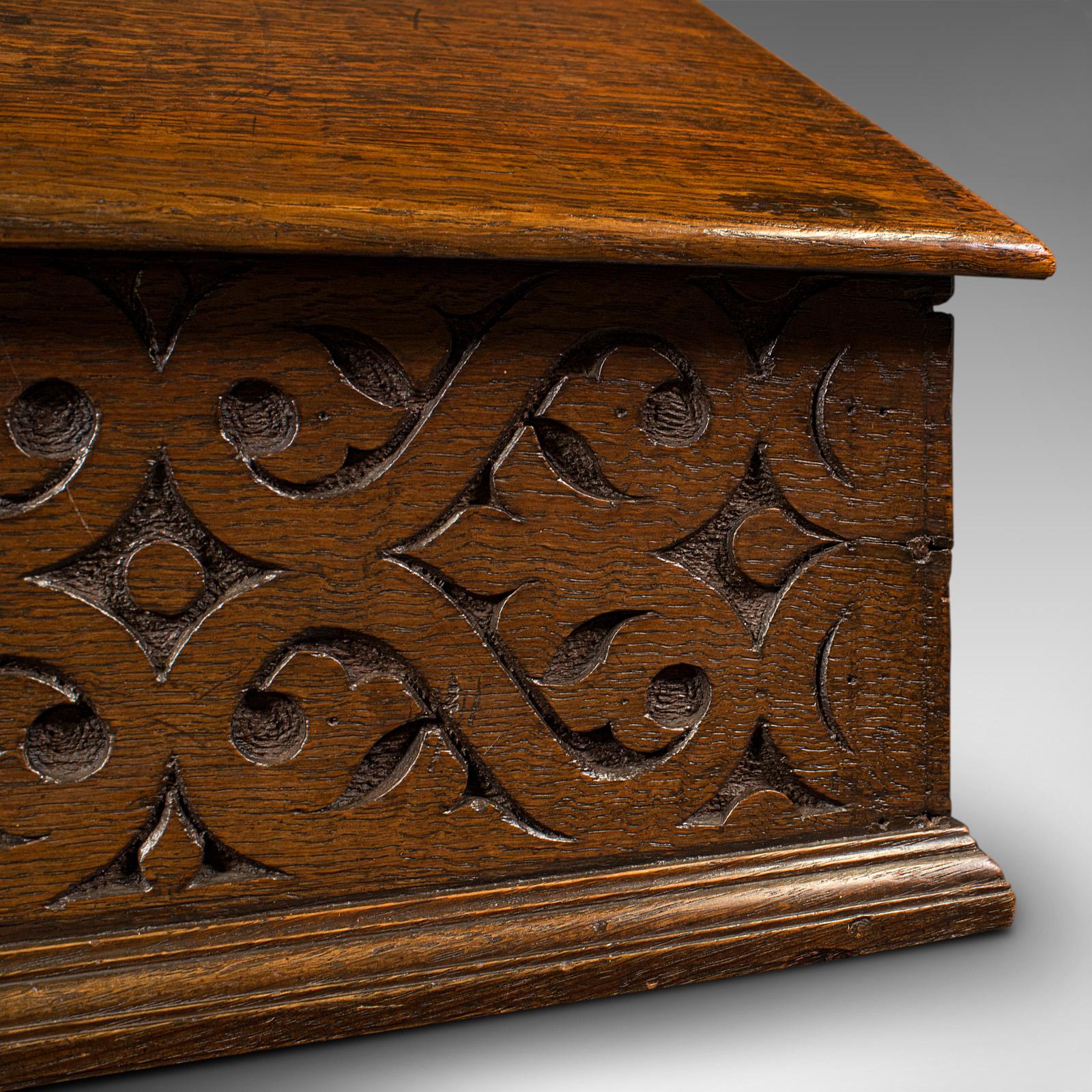 Antique Verger's Desk Box, English, Oak, Ecclesiastic, Bible Case, William III For Sale 4