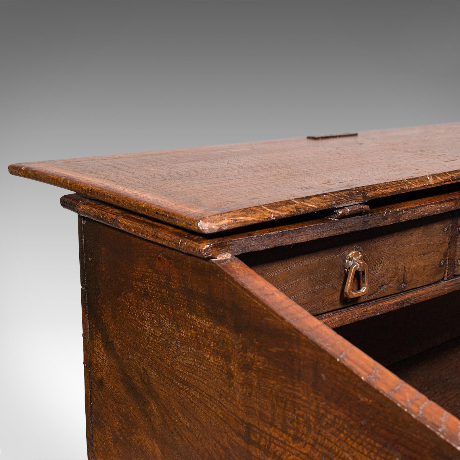 Antique Verger's Table Top Desk, English, Oak, Ecclesiastical, William III, 1700 For Sale 5