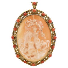 Antique Vermeil Cameo "Aurora on Horseback" Brooch