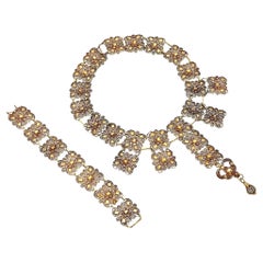 Antique Vermeil Filigree Necklace and Bracelet Set