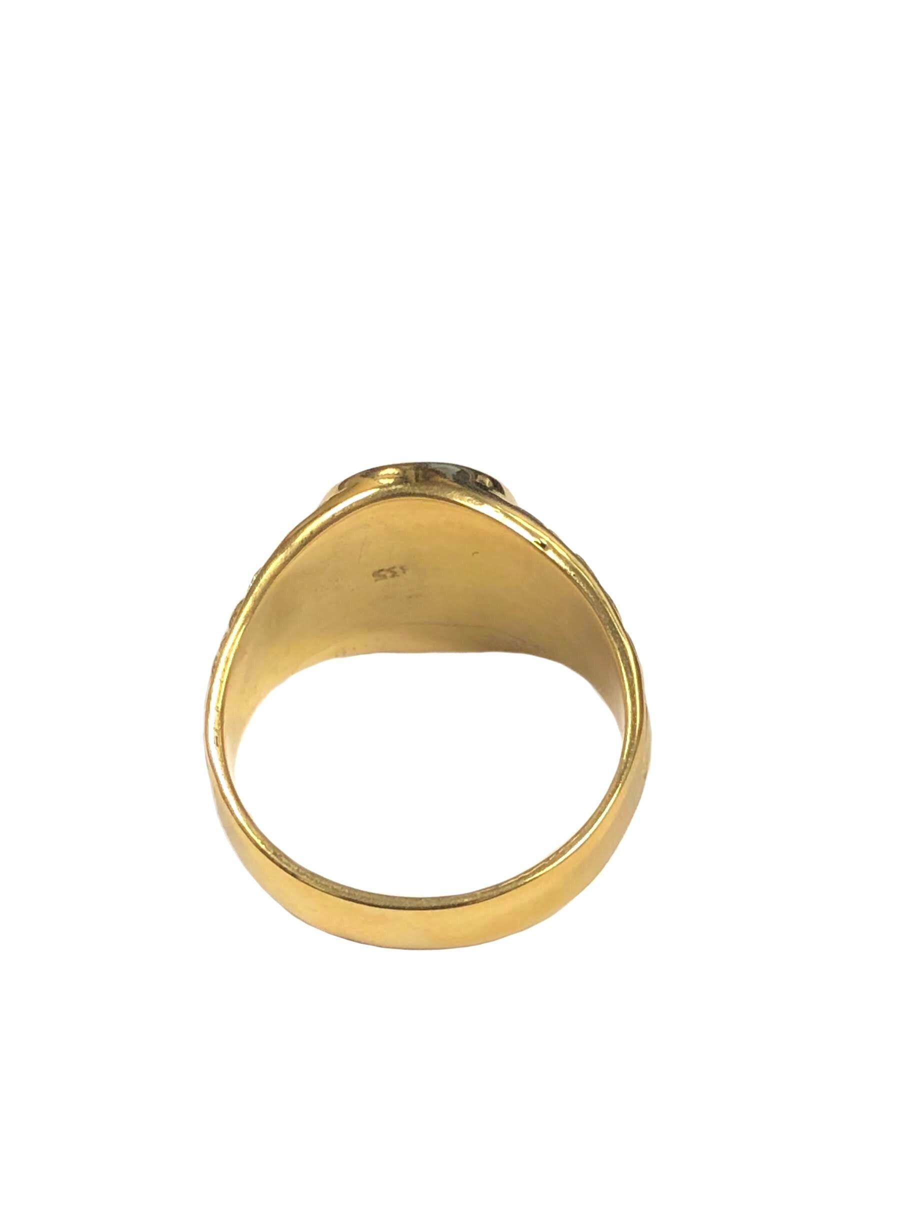 Women's or Men's Antique Vermeil Heavy Chased Signet Ring