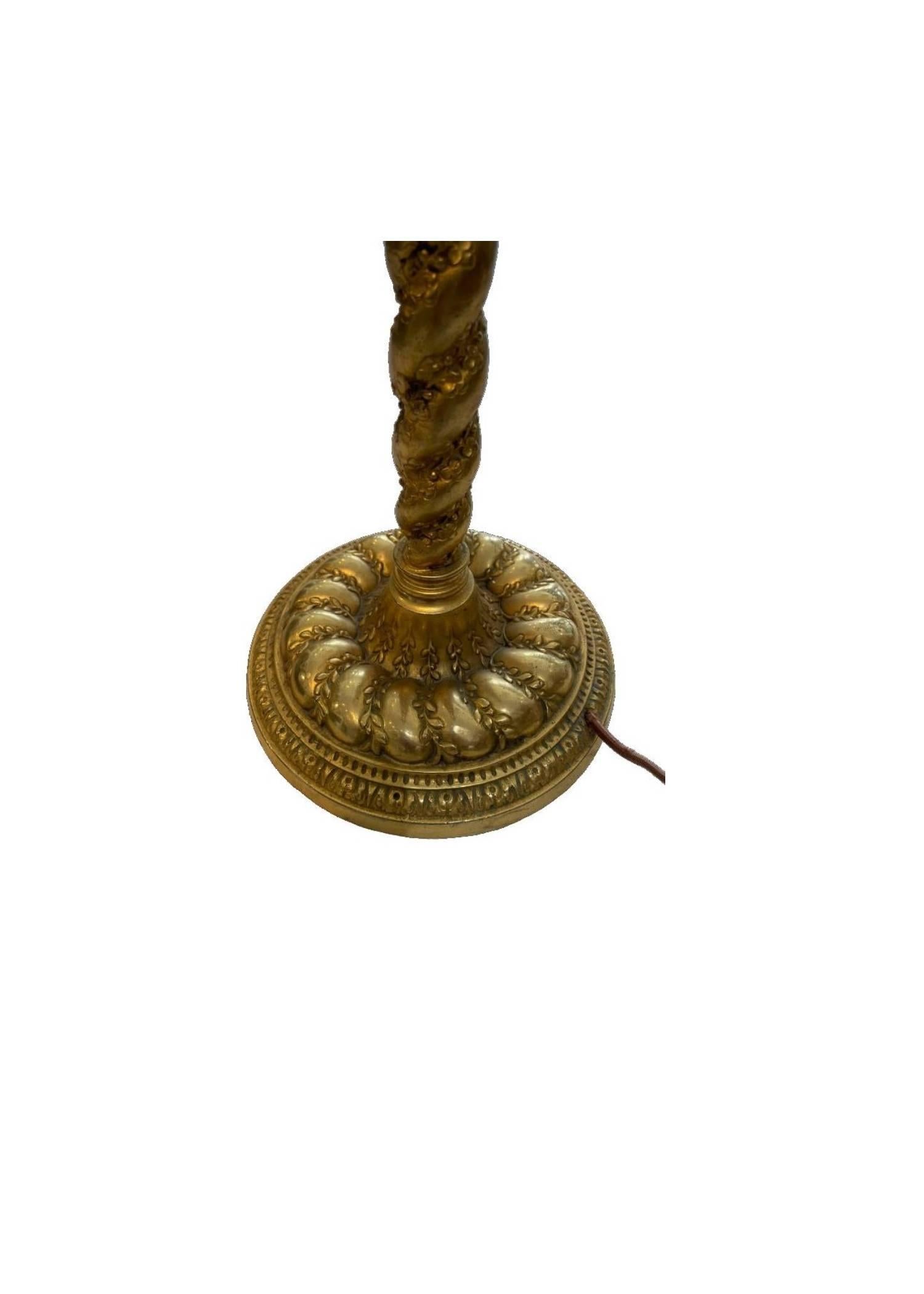 Baroque Revival Antique Vermiel Candlestick Table Lamp Circa 19th Century; French For Sale