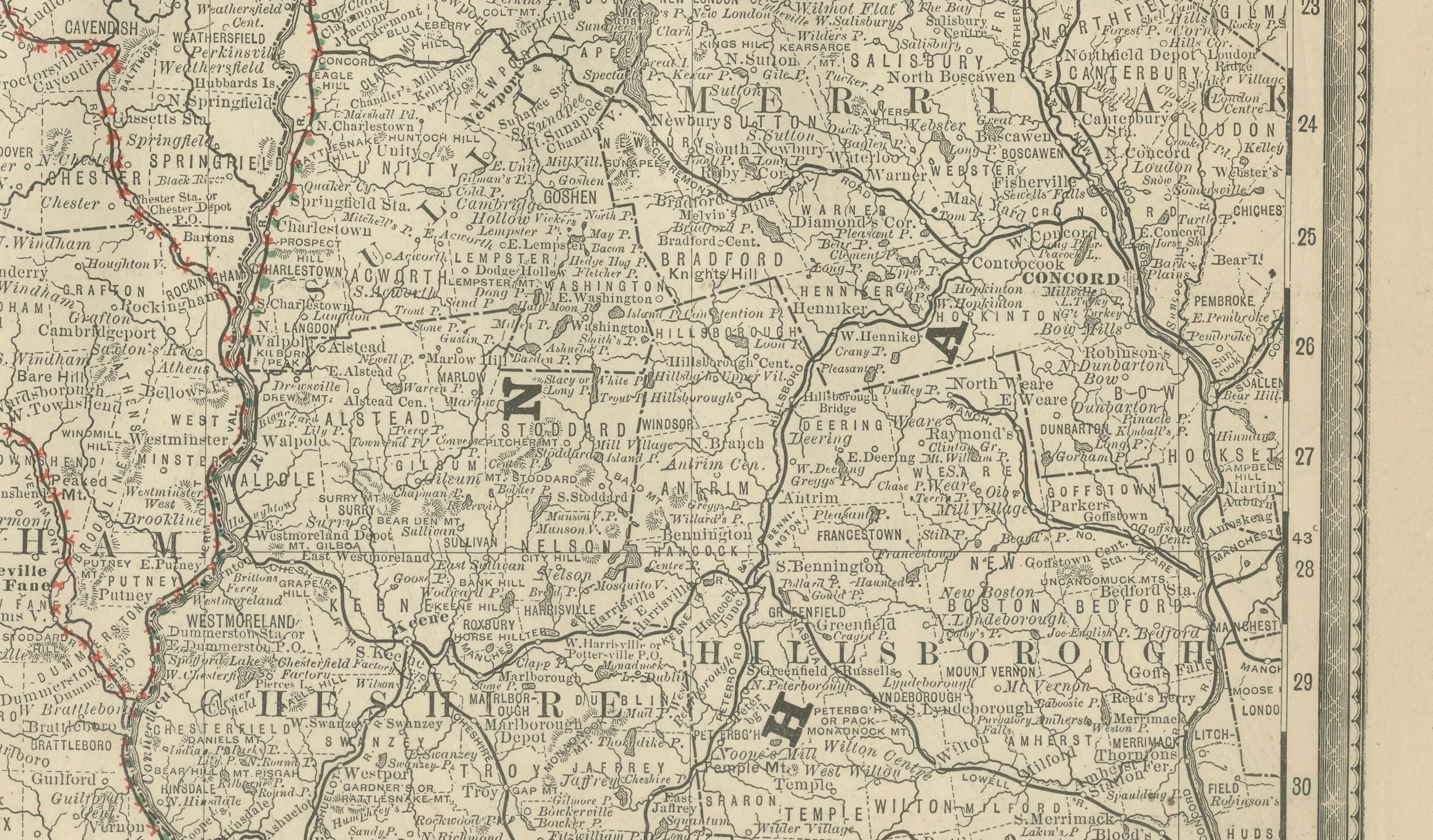 Antique Vermont Map Wall Art – Railroads, Mountains & Towns, Rand McNally, 1888