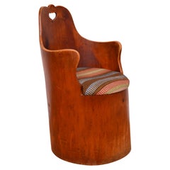 Antique, Vernacular 1912 Swedish Log Chair, Traditional Carved Kubbstol