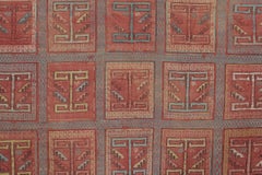 Antique Verneh Caucasus Rug in Red with Stylized Geometric Grids - Rug & Kilim