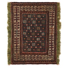 Antique Verneh Green Turkish 1910s Wool Kilim
