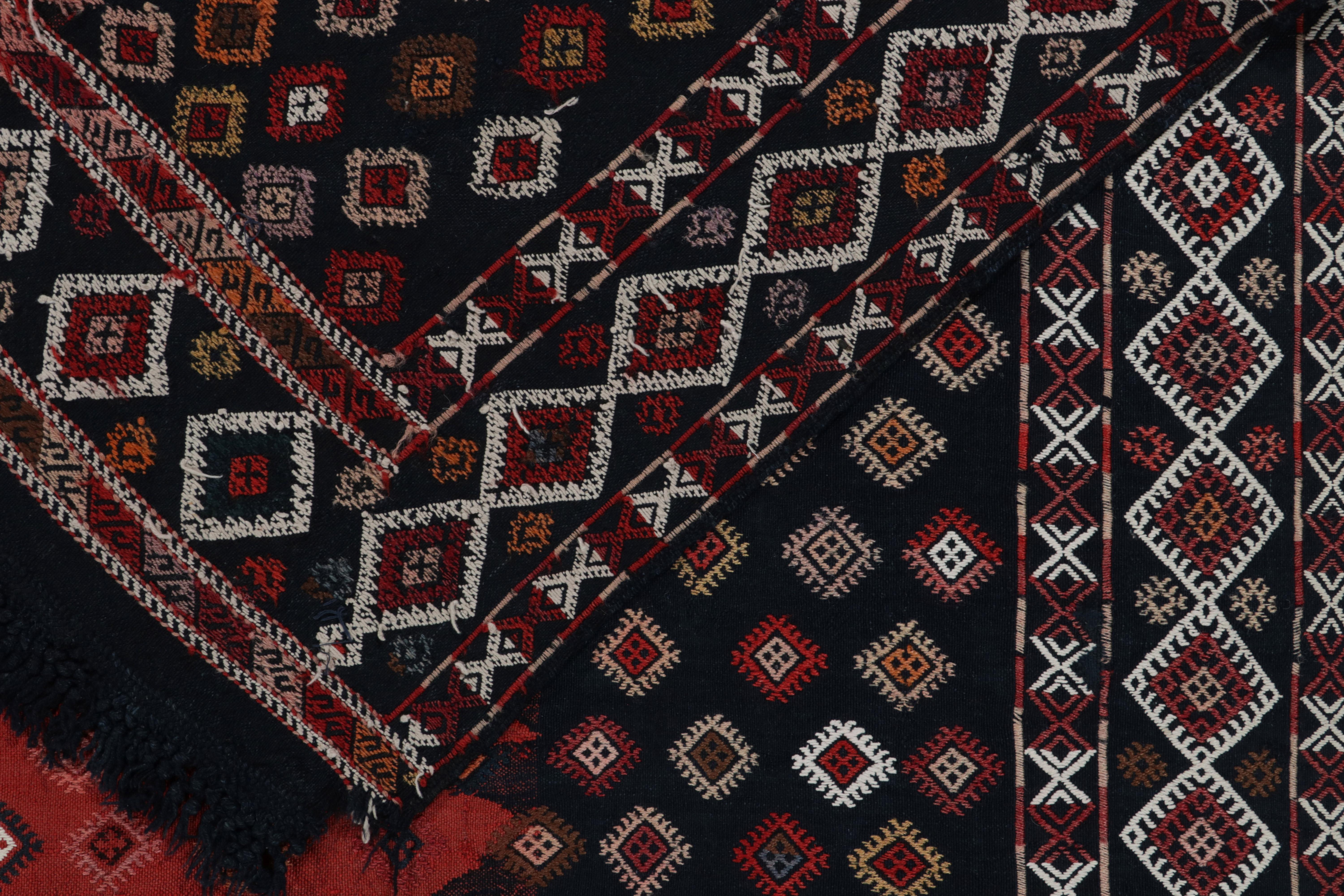 Antique Verneh Kilim Rug in Red, Black & White Geometric Pattern by Rug & Kilim In Good Condition For Sale In Long Island City, NY