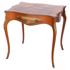 Antique Vernis Martin Decorated & Ormolu Giltwood Table, 20th C
