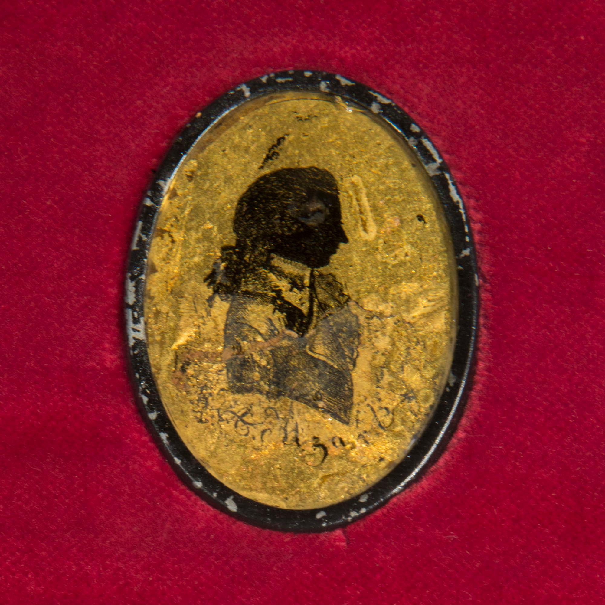 Gold Leaf Antique Verre Églomisé Silhouettes of Classical Composers, 19th Century