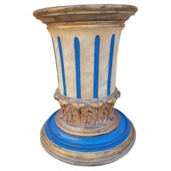 Antique Versace Style Hand Painted Gold and Blue Medusa Head Pedestal/Table